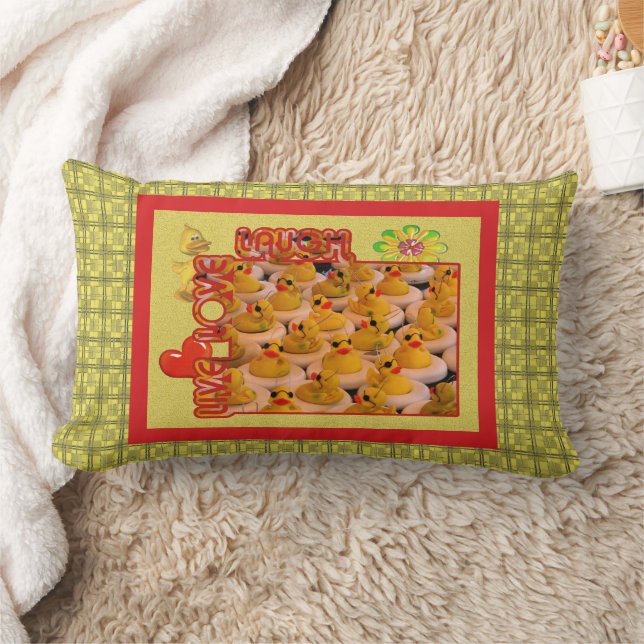 Rubber Ducks Inspirational  Lumbar Cushion (Blanket)