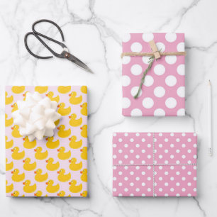 Rubber Ducks Matching Patterns Wrapping Paper Sheet