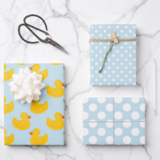 Rubber Ducks Matching Patterns Wrapping Paper Sheet