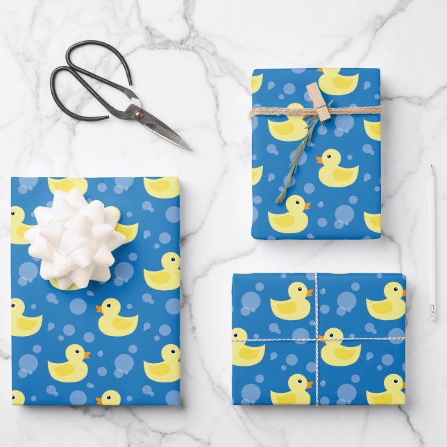 Rubber Ducks Wrapping Paper Sheet (Front)