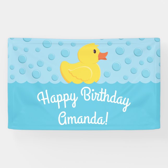Rubber Ducky 1st Birthday Party Kids Baby Banner (Horizontal)