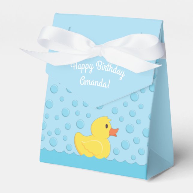 Rubber Ducky 1st Birthday Party Kids Baby Favour Box (Front Side)