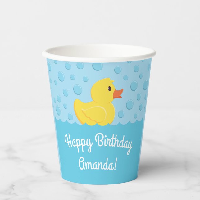Rubber Ducky 1st Birthday Party Kids Baby Paper Cups (Front)