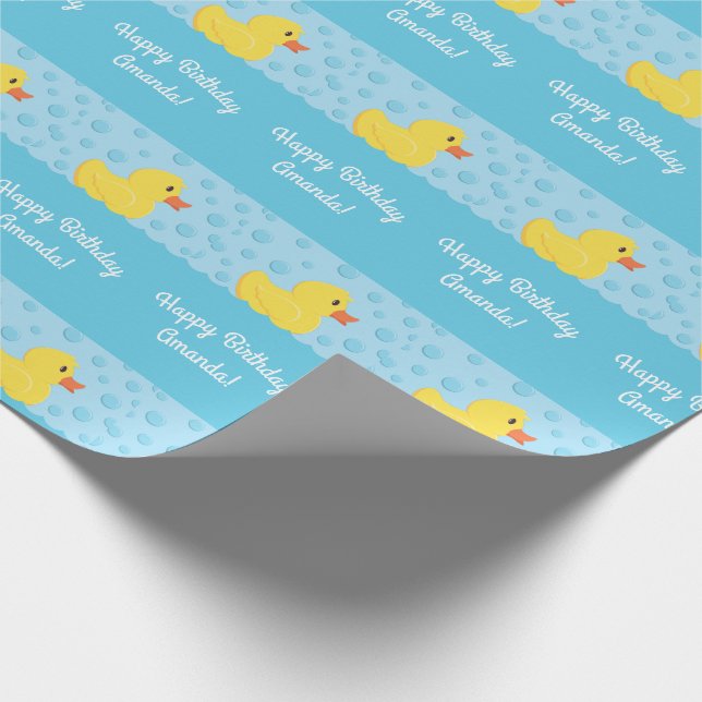 Rubber Ducky 1st Birthday Party Kids Baby Wrapping Paper (Corner)