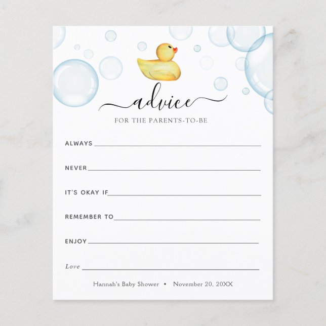 Rubber Ducky Advice for the Parents-to-Be (Front)