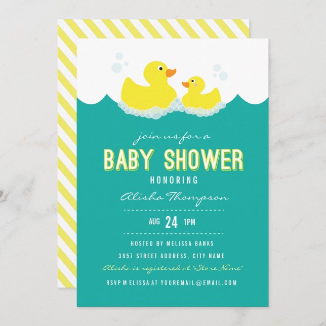 Rubber Ducky Baby Shower Invitation (Front/Back)