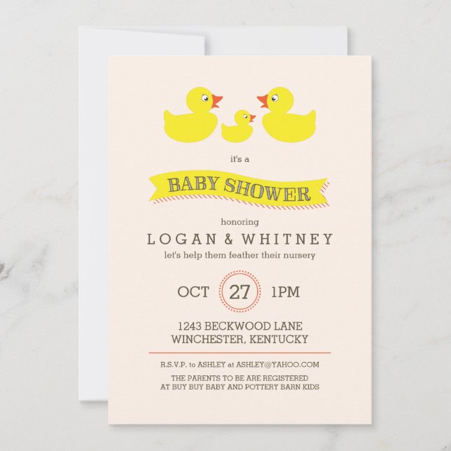 Rubber Ducky Baby Shower Invitation (Front)