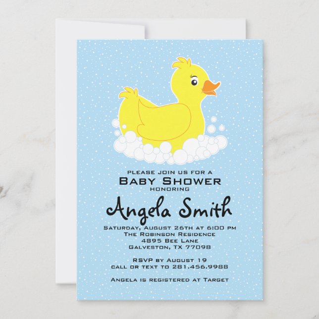 Rubber Ducky Baby Shower Invitation (Front)