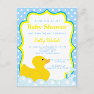 Rubber Ducky Baby Shower Invitation Postcard