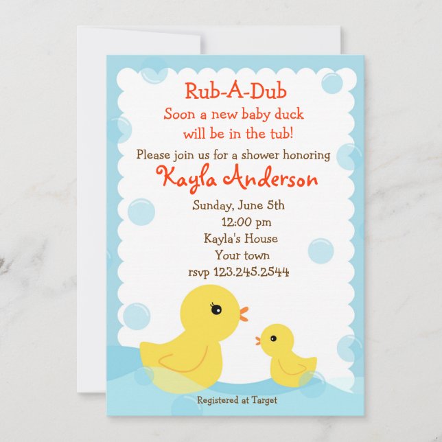 Rubber Ducky Baby Shower invitations (Front)