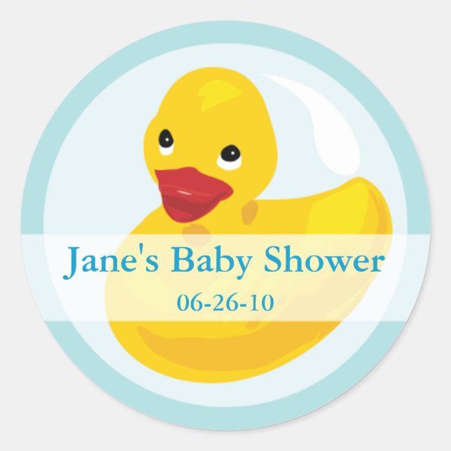 Rubber Ducky Baby Shower Label Sticker (Front)