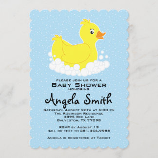 Rubber Ducky Baby Shower Scalloped Invitation
