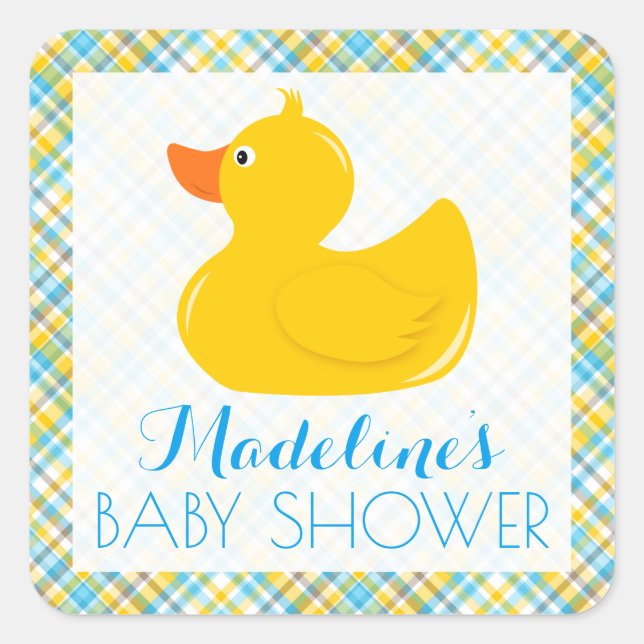 Rubber Ducky Baby Shower Square Sticker (Front)