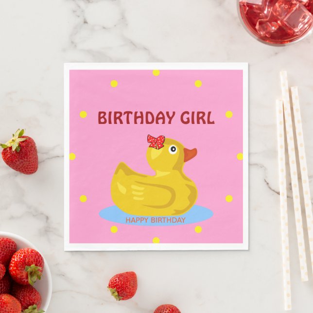 Rubber Ducky Birthday Girl Napkin (Insitu)