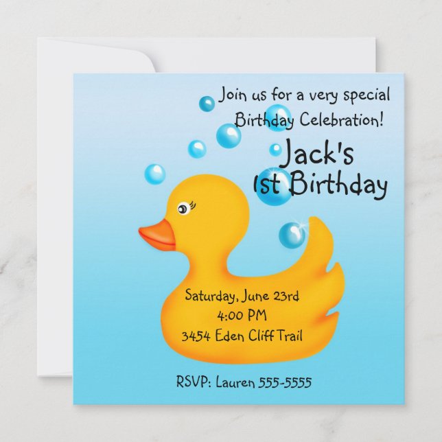 Rubber Ducky  Birthday Invitations (Front)