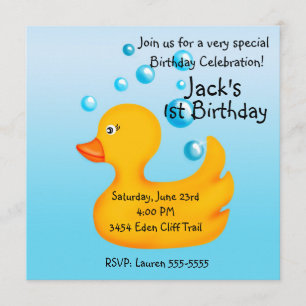Rubber Ducky Birthday Invitations