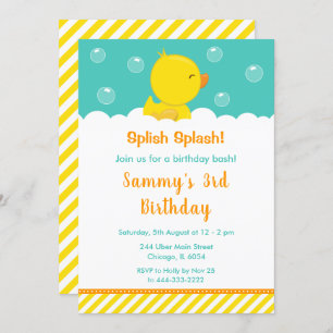 Rubber Ducky Birthday Party Yellow and Green Invitation