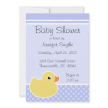 Rubber Ducky Blue Baby Shower Invitations