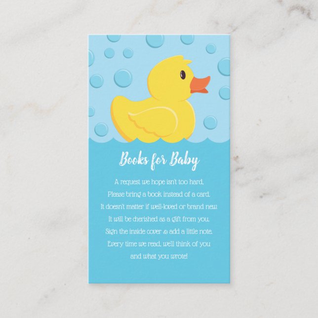 Rubber Ducky Books for Baby Shower Enclosure Card (Front)