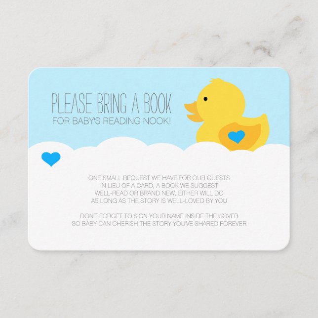 Rubber Ducky Bubble Bath Boy Baby Shower Enclosure Card (Front)