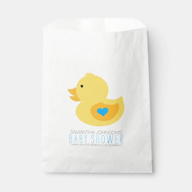 Rubber Ducky Bubble Bath Boy Baby Shower Favour Bag (Front)