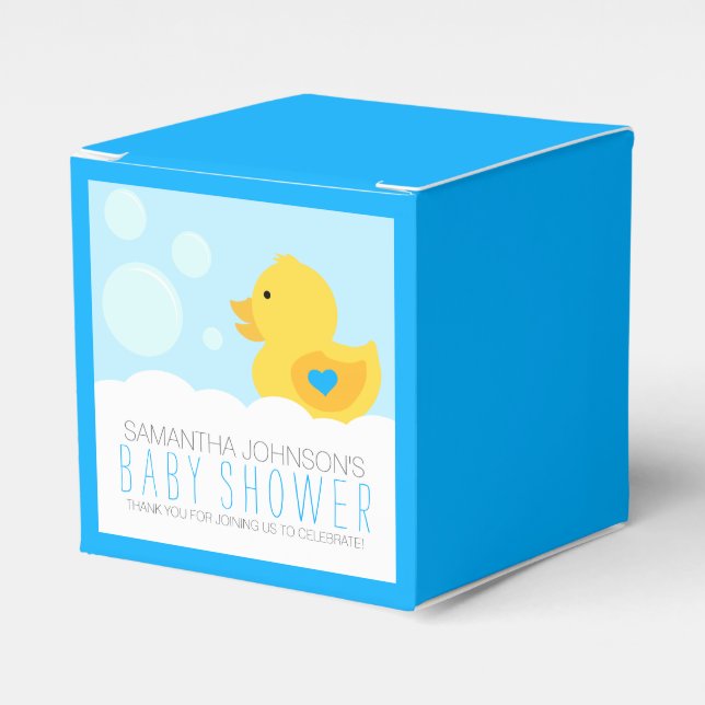 Rubber Ducky Bubble Bath Boy Baby Shower Favour Box (Front Side)