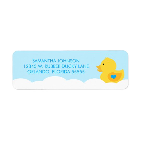 Rubber Ducky Bubble Bath Boy Baby Shower Return Address Label