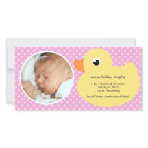 Rubber Ducky Bubble Frame New Baby Photo Cards