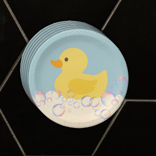 Rubber Ducky Bubbles Baby Shower Paper Plate