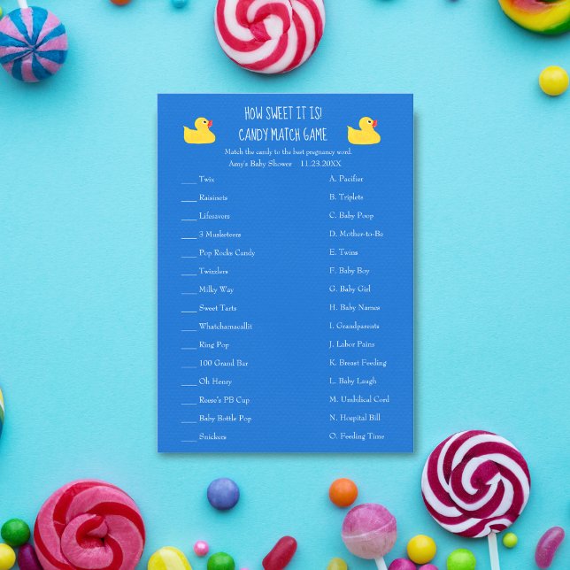 Rubber Ducky Candy Match Game Baby Shower Invitation (Creator Uploaded)