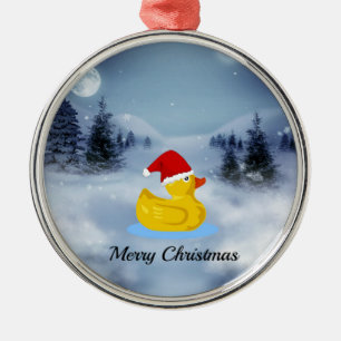 Rubber Ducky Christmas Greetings Metal Ornament