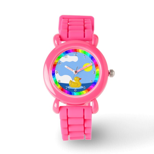 Rubber Ducky, colourful fun design Watch (Front)