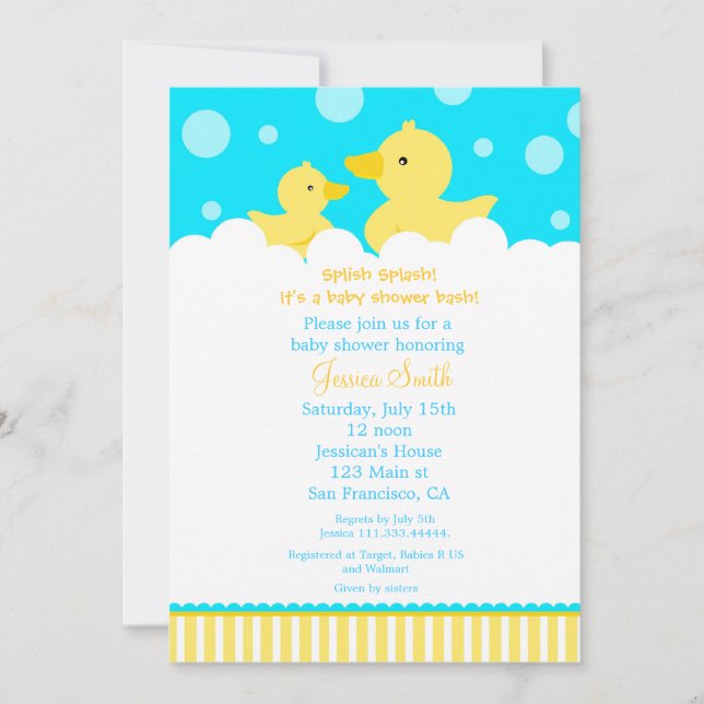 Rubber Ducky Duck Baby Shower Invitation (Front)