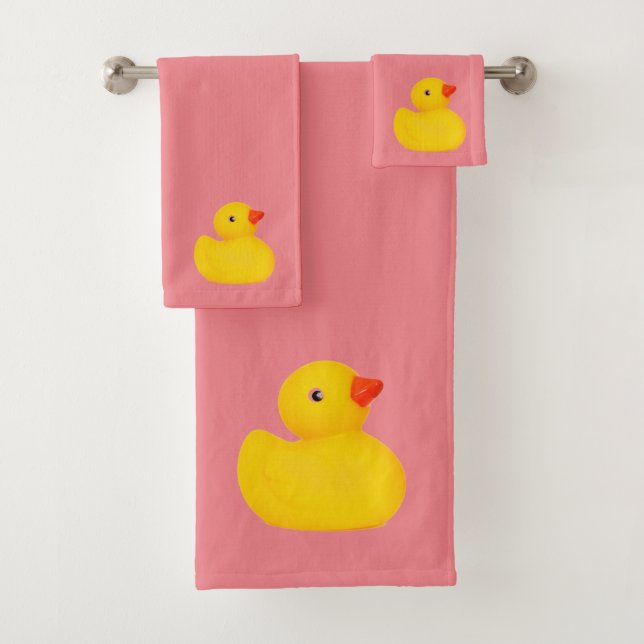 Rubber Ducky Duck Ducks Sets - Pink Towel Set (Insitu)