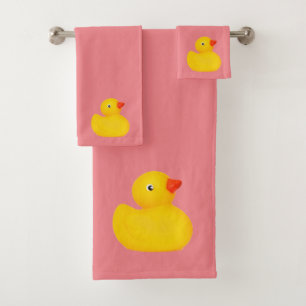 Rubber Ducky Duck Ducks Sets - Pink Towel Set
