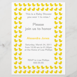 Rubber Ducky invitation for Baby Shower yellow