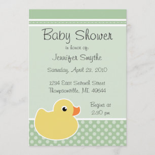 Rubber Ducky Mint Baby Shower Invitations