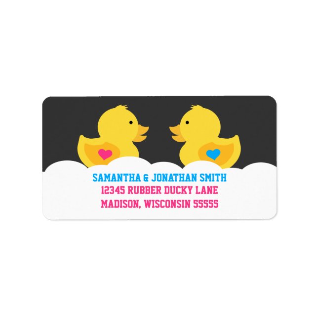 Rubber Ducky Pink or Blue Gender Reveal Party Label (Front)