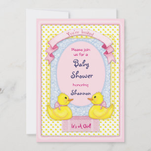 Rubber Ducky Pink Shower Invitation
