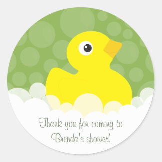 Rubber Ducky Thank You Stickers - Green