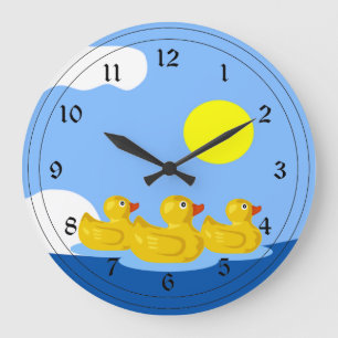 Rubber Ducky Triplets Large Clock