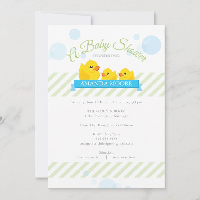 Rubber Ducky |  Twins Baby Shower Invitation (Front)