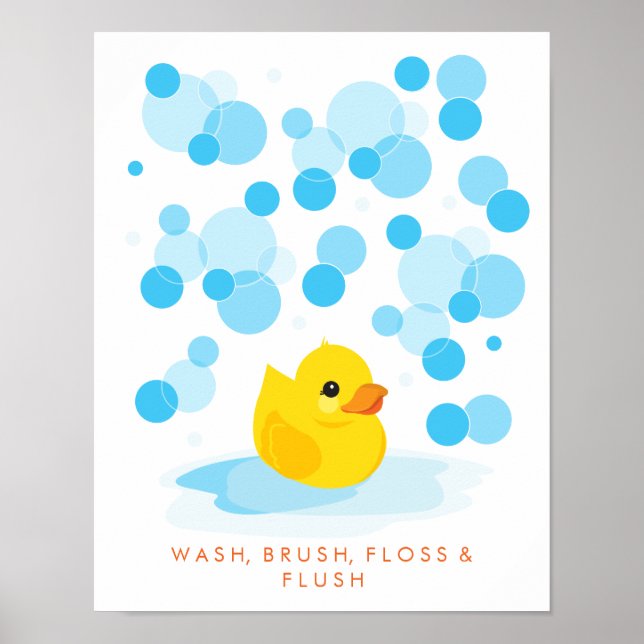 Rubber Ducky | Wash, Brush, Floss & Flush Print (Front)
