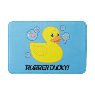 Rubber Ducky with Heart-Filled Bubbles Bath Mat