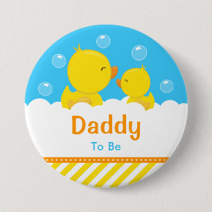 Rubber Ducky Yellow and Blue Daddy To Be 7.5 Cm Round Badge