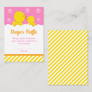 Rubber Ducky Yellow and Pink Diaper Raffle Enclosure Card
