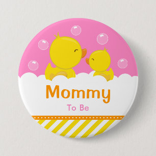 Rubber Ducky Yellow and Pink Mummy To Be 7.5 Cm Round Badge
