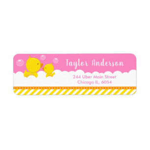 Rubber Ducky Yellow and Pink Return Address Label