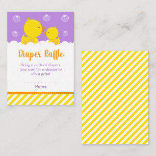 Rubber Ducky Yellow and Purple Diaper Raffle Enclosure Card