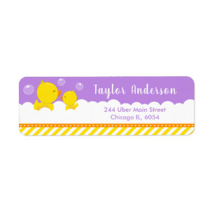 Rubber Ducky Yellow and Purple Return Address Label